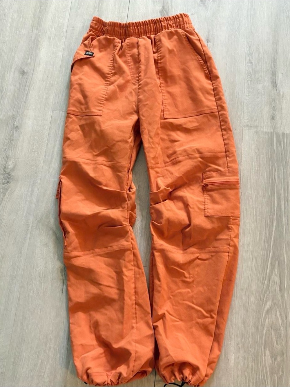 Unbranded Orange Cargo Jogger Pants with Elastic Ankles